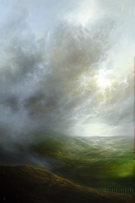 Clare Haley, Original oil painting on panel, Reach the Clouds