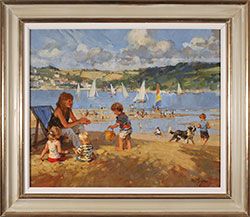 Dianne Flynn, Original acrylic painting on canvas, Evening Sun, Sidmouth 