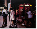 Annie Ralli, Original acrylic painting on canvas, Girl Talk, Trafalgar Square