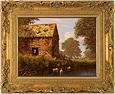 Edward Hersey, Original oil painting on canvas, Cotswolds Farm Medium image. Click to enlarge