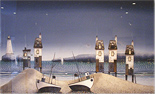 Gary Walton, Watercolour, The Seaside at Dusk