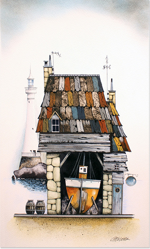 Gary Walton | Watercolour, Boat House, Art to buy online (Ref:GLE1472)