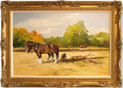 Jacqueline Stanhope, Original oil painting on canvas, Ploughing in Autumn in Northumberland