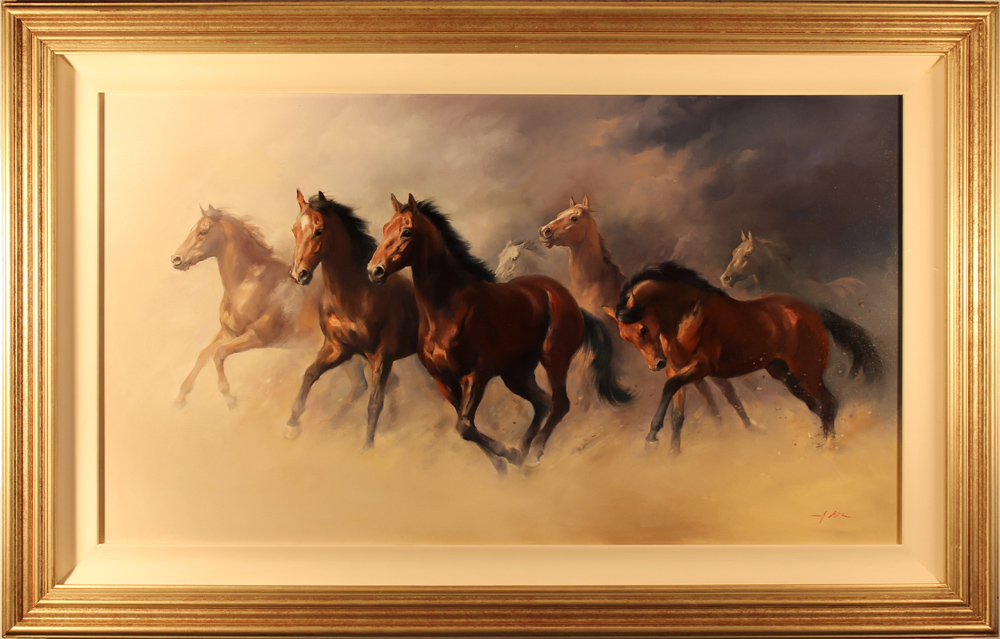 Jacqueline Stanhope, Original oil painting on canvas, Mares and Foals