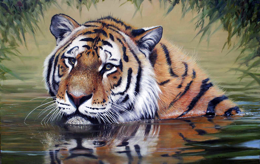 Pip McGarry, Original oil painting on canvas, Tiger River