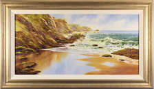 Terry Evans, Original oil painting on canvas, Crashing Waves, Yorkshire Coast Medium image. Click to enlarge