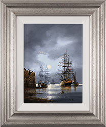 Alex Hill, Original oil painting on panel, Moonlight Harbour Medium image. Click to enlarge