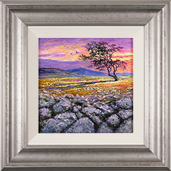 Andrew Grant Kurtis, Original oil painting on panel, Evening Glow Across Ingleborough, Yorkshire