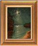 Andrew Grant Kurtis, Original oil painting on panel, Moonlit Lake Medium image. Click to enlarge