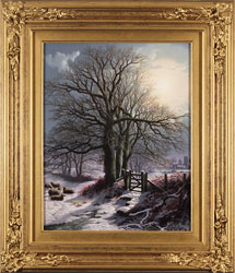 Daniel Van Der Putten, Original oil painting on panel, Christmas Eve in the Fields Medium image. Click to enlarge