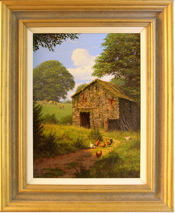 Edward Hersey, Original oil painting on canvas, Cotswolds Barn 