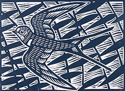 Gerard Hobson, Original linocut print, Swallow and Sallow