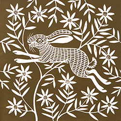 Gerard Hobson, Original linocut print, Leaping Hare
