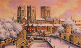 Gordon Lees, Original oil painting on canvas, Snow on York City Walls Medium image. Click to enlarge