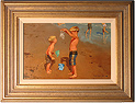 John Haskins, Original oil painting on panel, Beach Scene