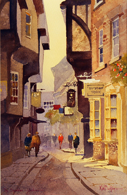 Ken Burton, Watercolour, The Shambles, York