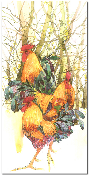 Mary Ann Rogers, Signed limited edition print, Leghorn Cockerels