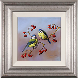 Natalie Stutely, Original oil painting on panel, Blue Tits Medium image. Click to enlarge