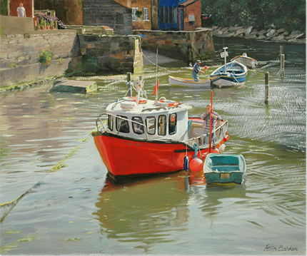 Peter Baker | Original Painting on Board. Evening Light, Staithes