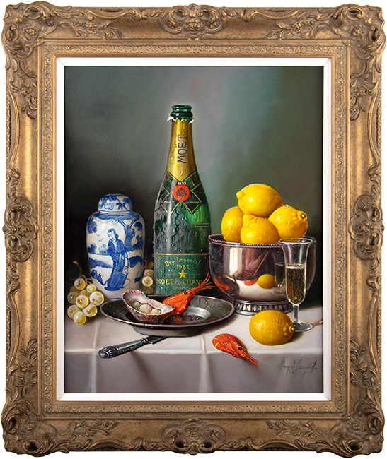 Raymond Campbell, Original oil painting on panel, An Elegant Indulgence