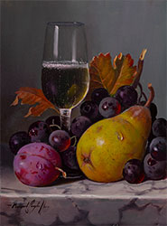 Raymond Campbell, Original oil painting on panel, Fruit and Fizz