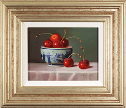 Raymond Campbell, Original oil painting on panel, Bowl of Cherries Medium image. Click to enlarge