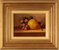 Raymond Campbell, Original oil painting on panel, Grapes and Pear