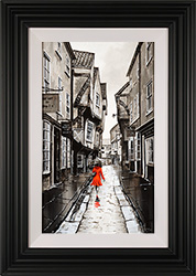 Richard Telford, Original oil painting on panel, Red Dress on the Shambles Medium image. Click to enlarge