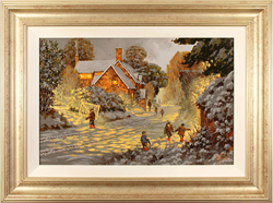 Richard Telford, Original oil painting on panel, Children in Snow Medium image. Click to enlarge