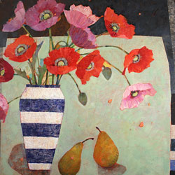 Sally Anne Fitter, Original acrylic painting on canvas, Evening Poppies Medium image. Click to enlarge