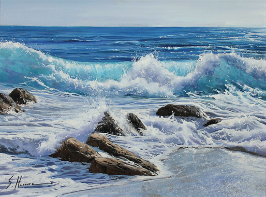 Sergio Herrero, Original oil painting on panel, Power of the Sea